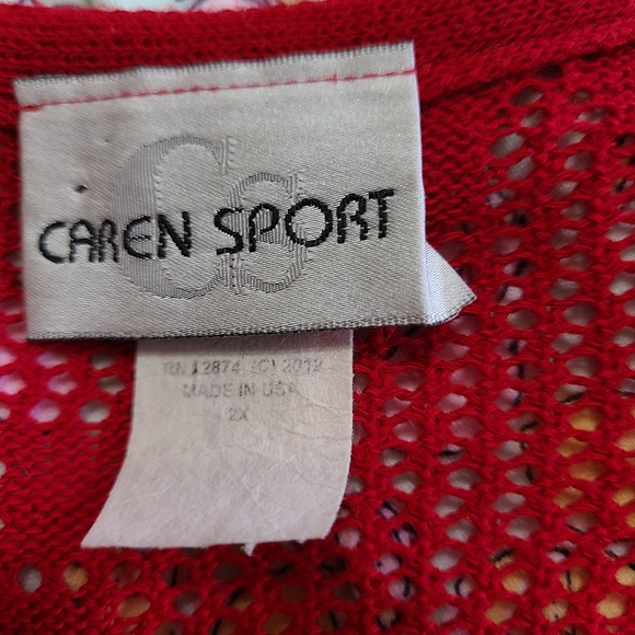 (1345) Caren Sport Woman's Swim Suit Cover-up, Size: 2x Color: Red - Picture 15 of 15